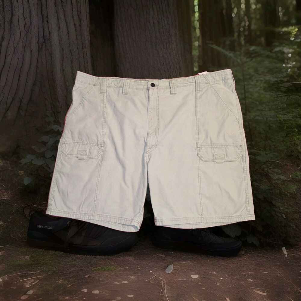 Wrangler Mens Tan Beige 100% Cotton Flat Front Cargo Utility Shorts Size 46